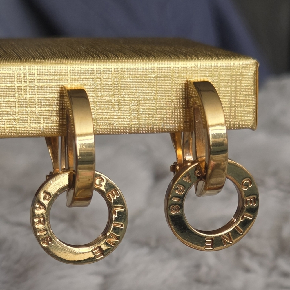 Céline VINTAGE  CREOLES CLIP ON  EARRINGS. - Picture 5 of 7